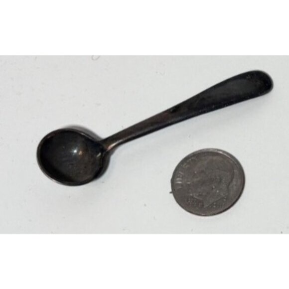 Vintage Antique Patina Small Salt Spoon Nickel Silver - Picture 2 of 4
